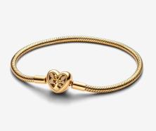  Family Tree Heart Clasp Snake Chain 14k gold plating 563516C01-20 armband