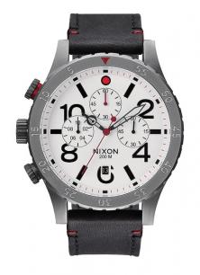 Horloge Nixon 48-20 Chrono Leather Gunmetal/White A363 486