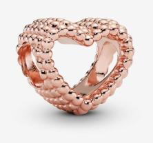  Pandora Beaded Open Heart Charm 14k rose gold plating 787516 kraal