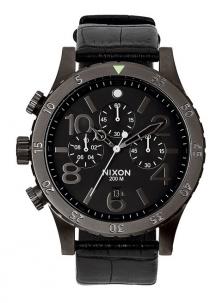 Horloge NIxon 48-20 Chrono Leather Black Gator A363 1886