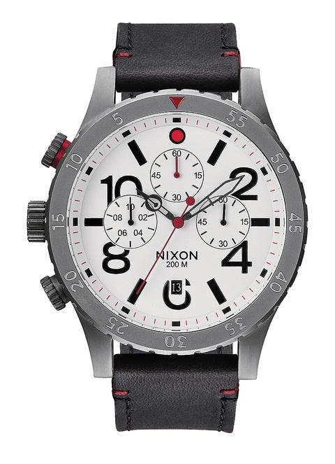 Horloge Nixon 48-20 Chrono Leather Gunmetal/White A363 486