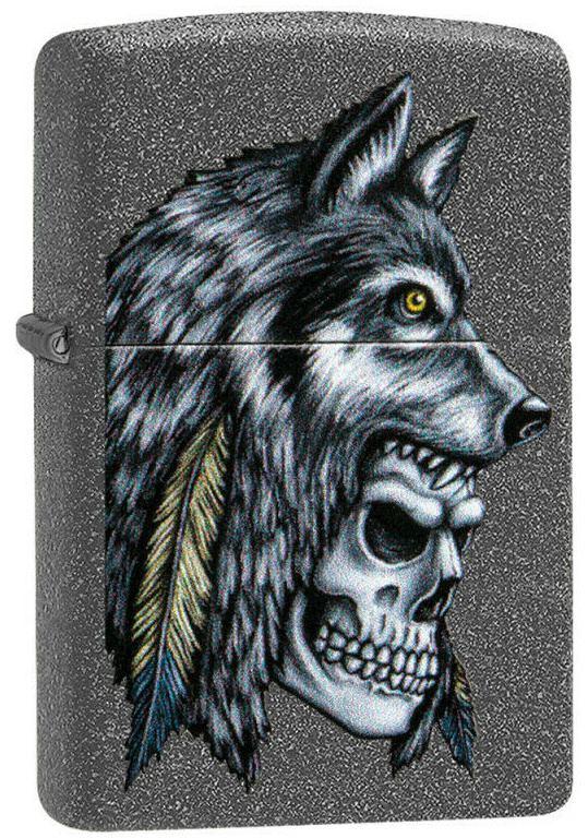  Zippo Wolf Skull Feather 29863 aansteker