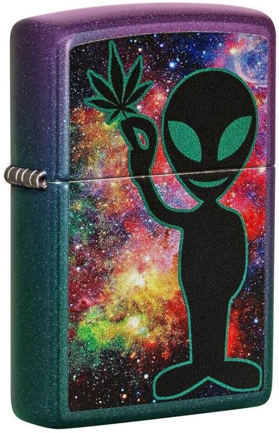  Zippo Alien Cannabis Leaf Iridescent Design 49441 aansteker