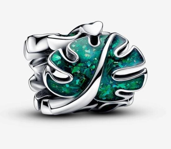  Pandora Green Monstera Leaves 793332C01 kraal