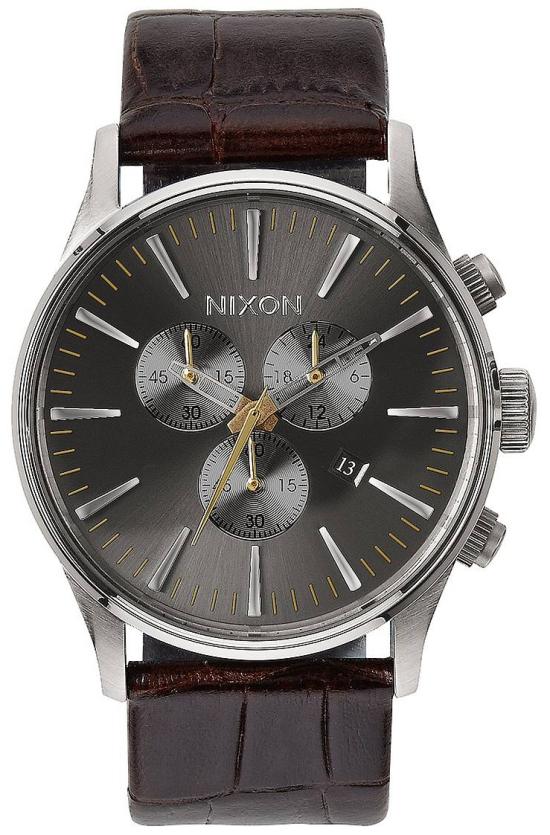 Horloge Nixon Sentry Chrono Leather Brown Gator A405 1887